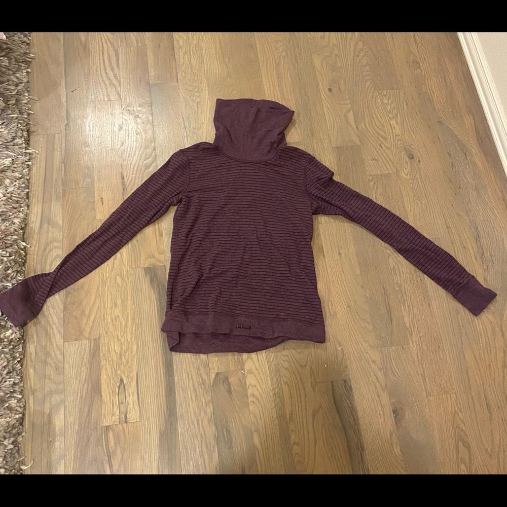 purple striped turtleneck sweatshirt